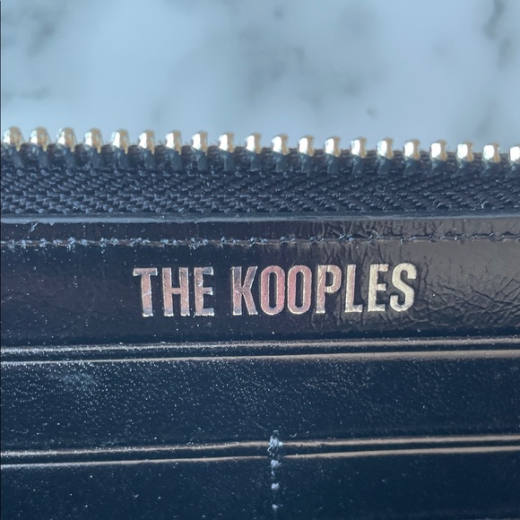 New The Kooples Black Leather Zip Around Wallet Silver Hardware - Picture 4 of 5
